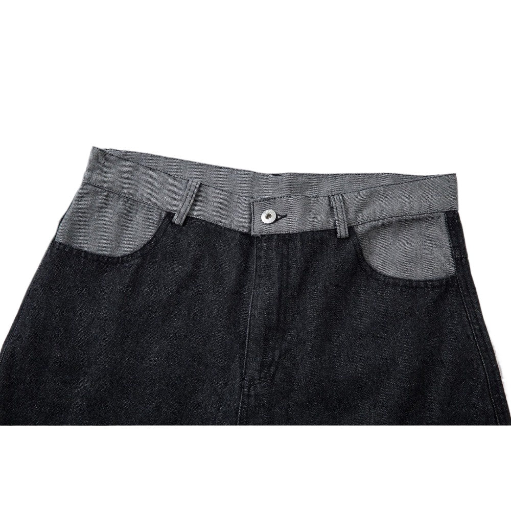 Baggy Patchwork Wide - leg Jeans - Thrashink