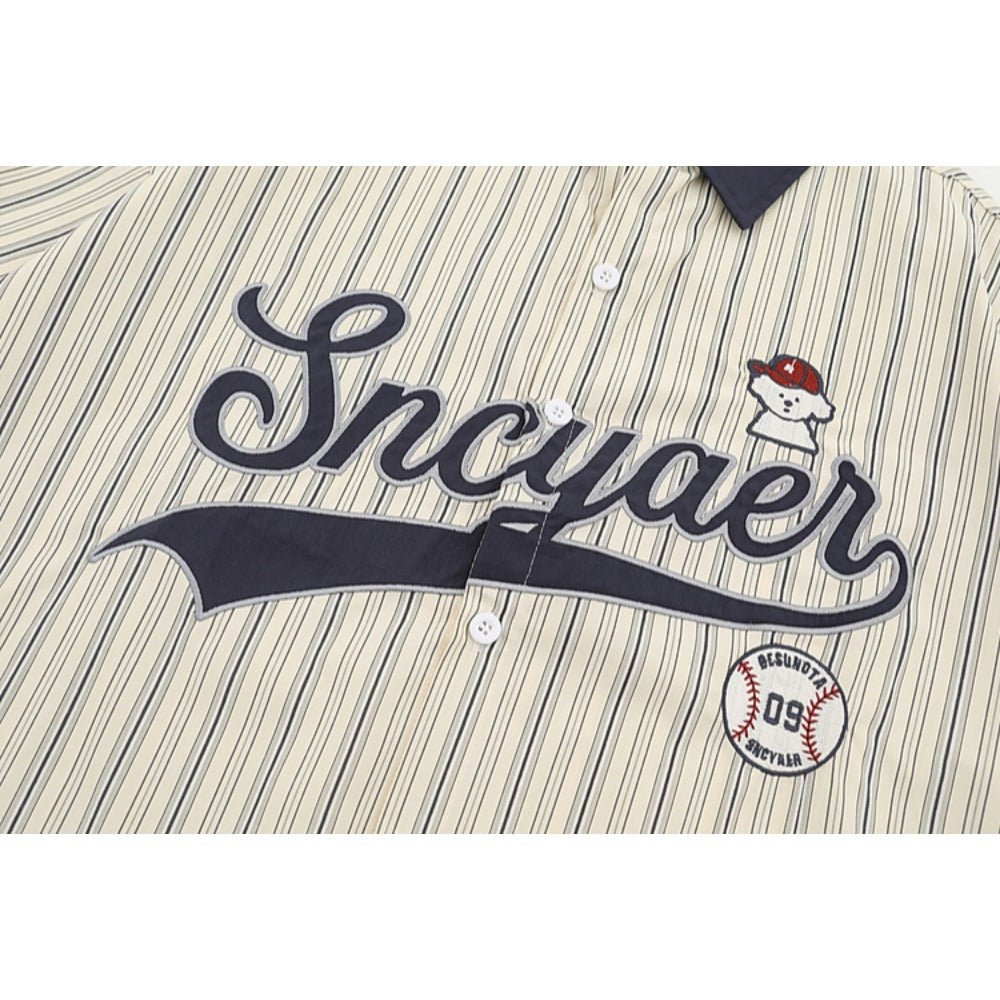 Baseball Puppy Striped T-Shirt - Thrashink