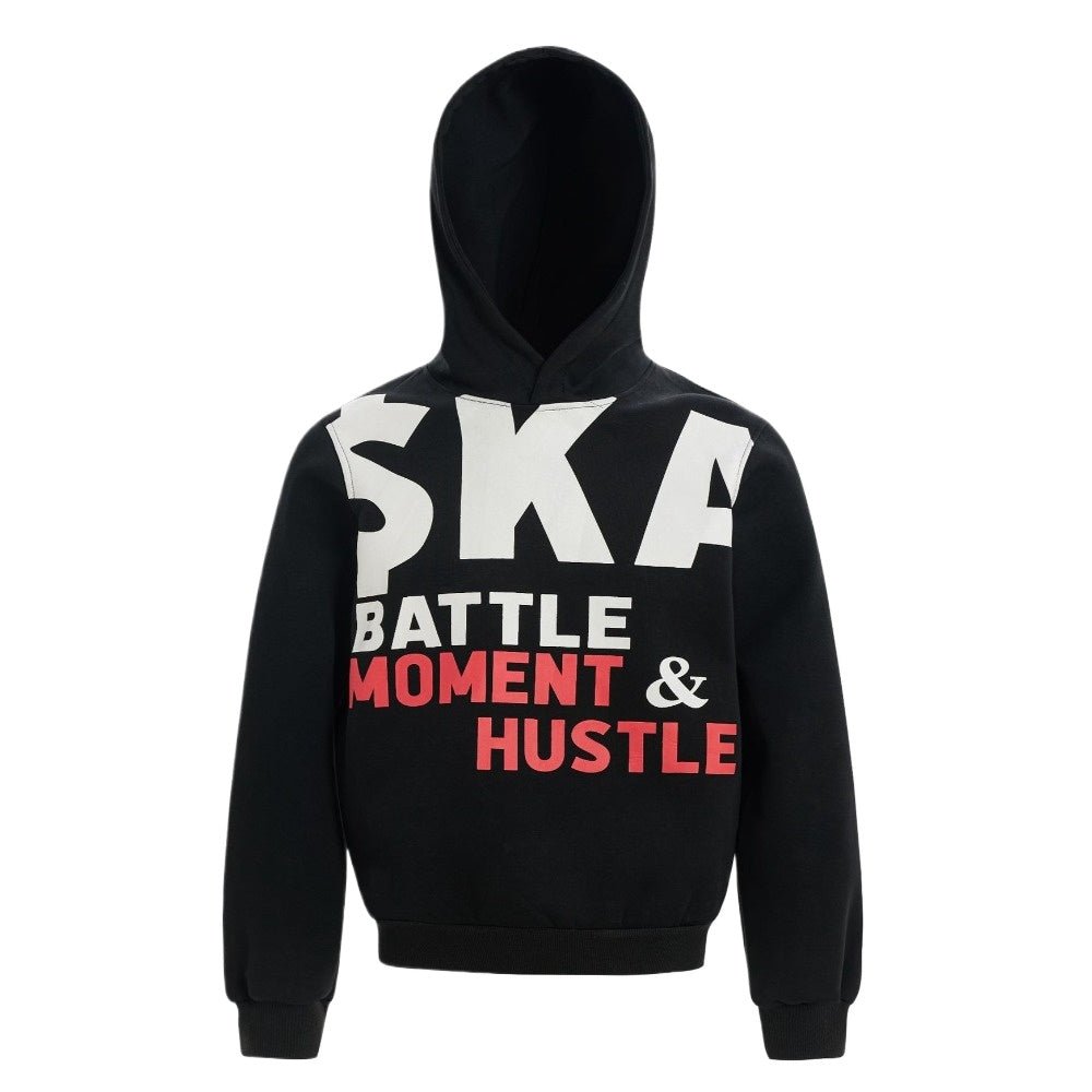 Battle Moment & Hustle Print Hoodie - Thrashink