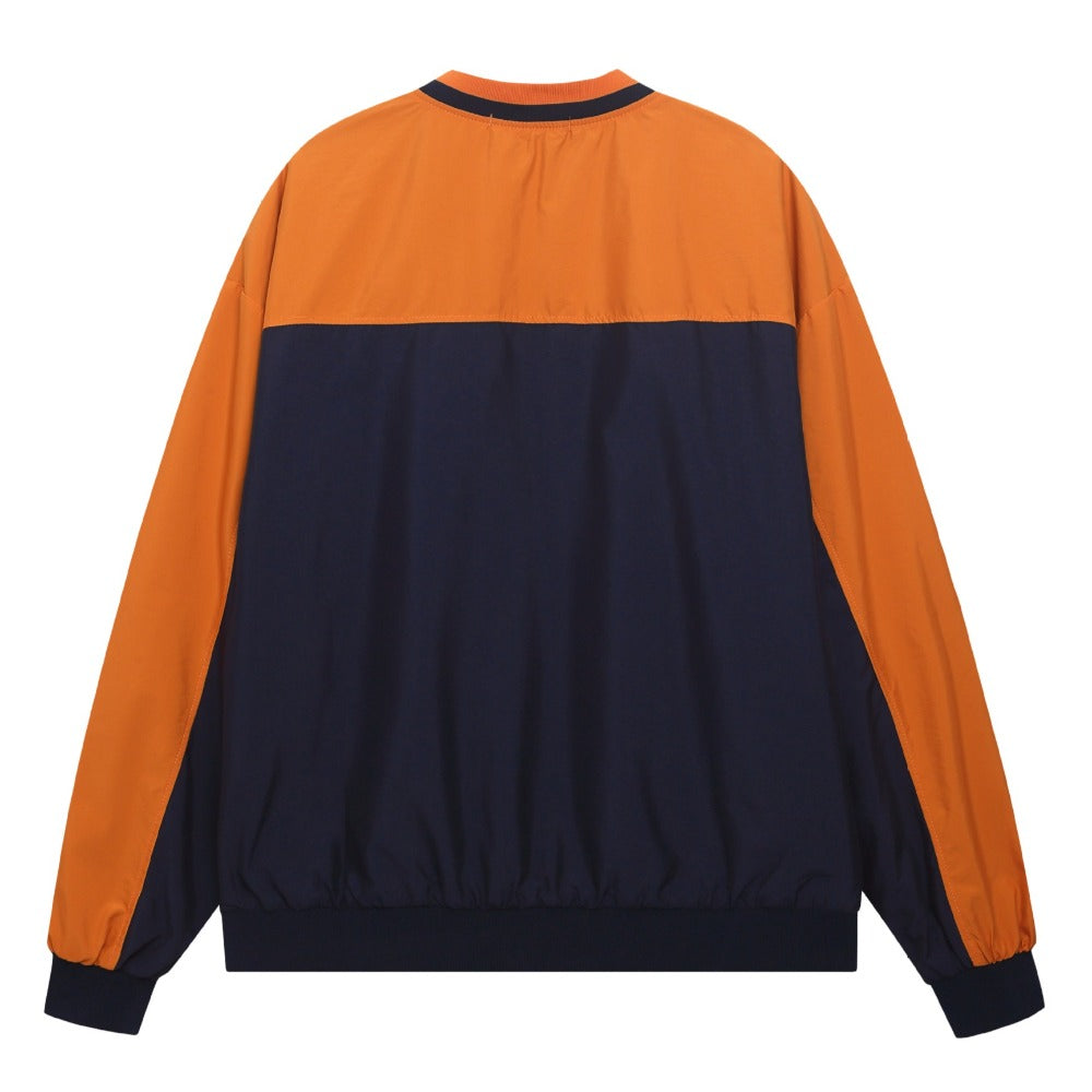 Colorblock V-neck Baseball Sweatshirt