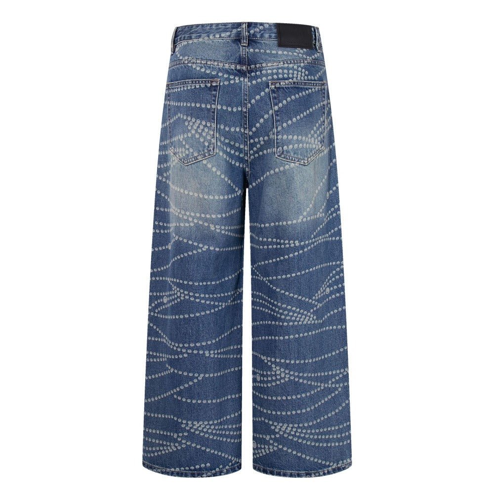 Beaded - Chain Print Wide - Leg Jeans - Thrashink