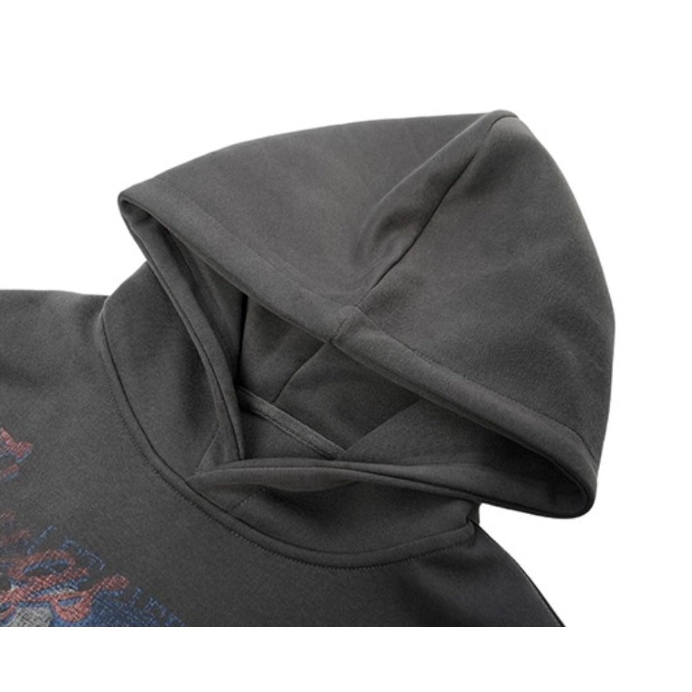 Bear Beaded Print Hoodie - Thrashink