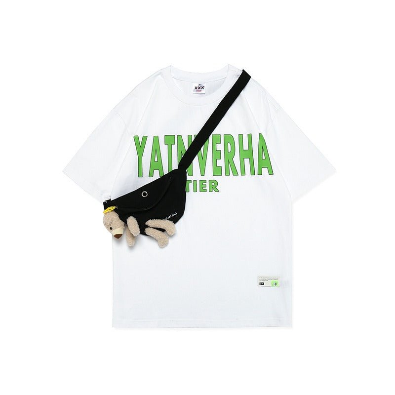 Bear Shoulder Bag Short Sleeve T-Shirt - Thrashink