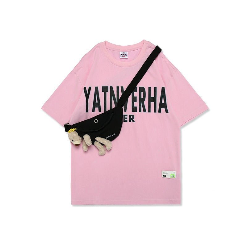 Bear Shoulder Bag Short Sleeve T-Shirt - Thrashink