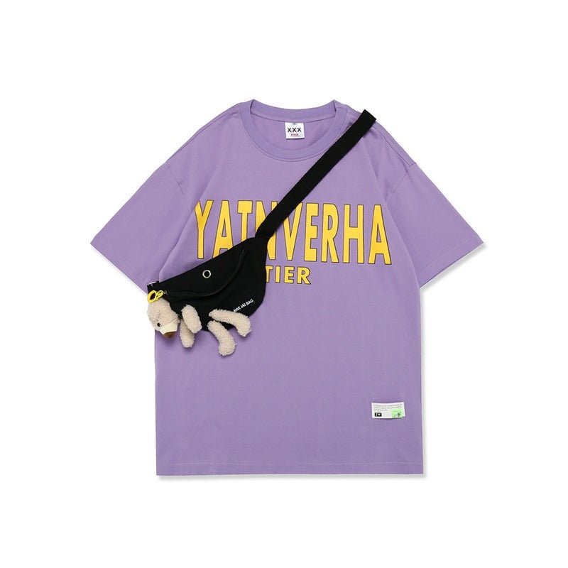 Bear Shoulder Bag Short Sleeve T-Shirt - Thrashink