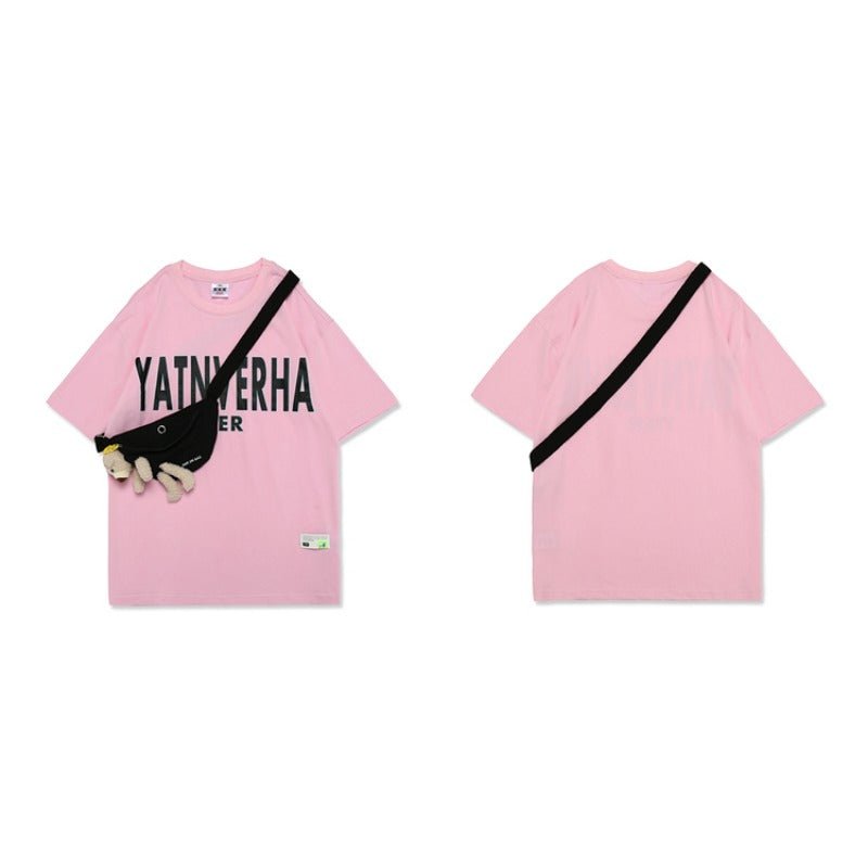 Bear Shoulder Bag Short Sleeve T-Shirt - Thrashink