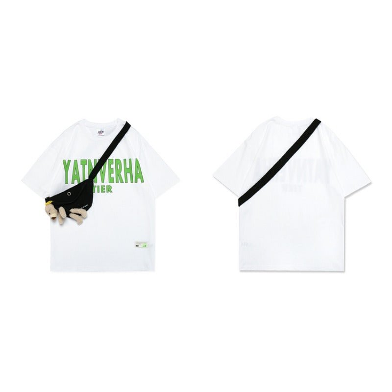 Bear Shoulder Bag Short Sleeve T-Shirt - Thrashink