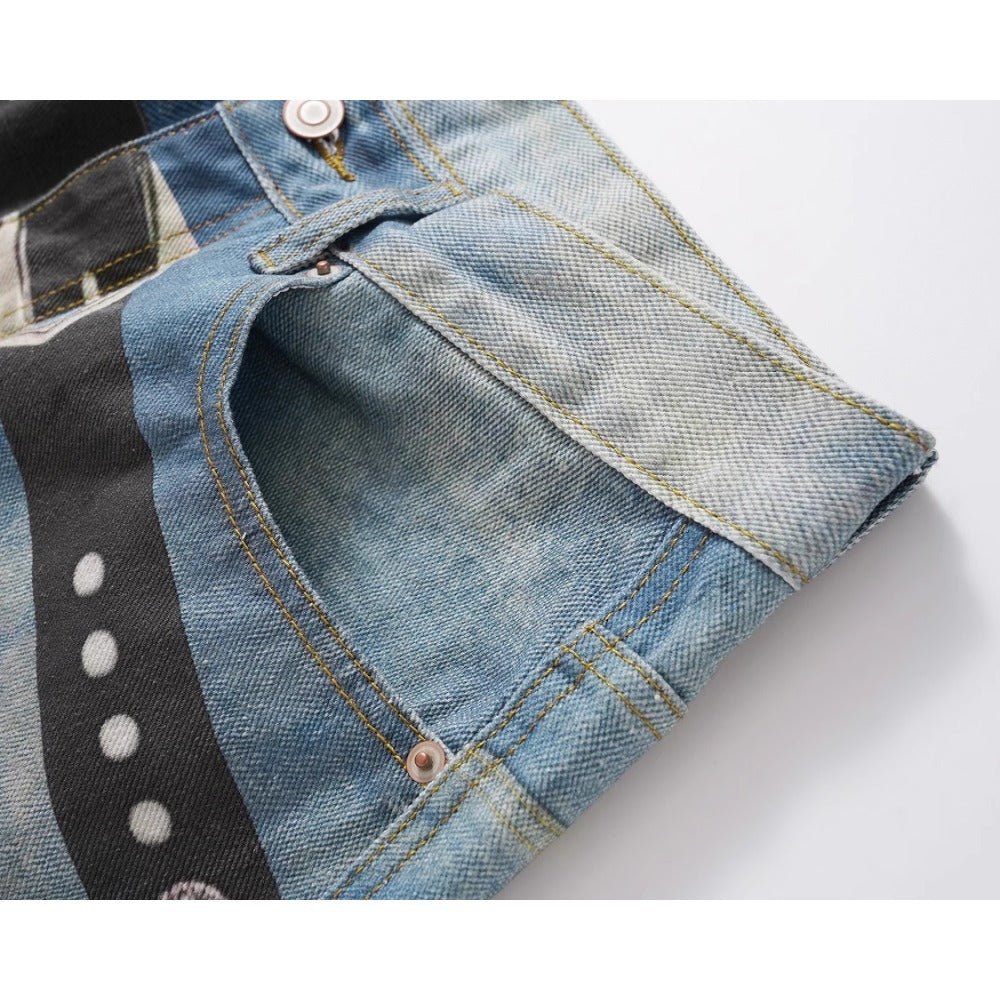 Belt and Eagle Graffiti Jeans - Thrashink