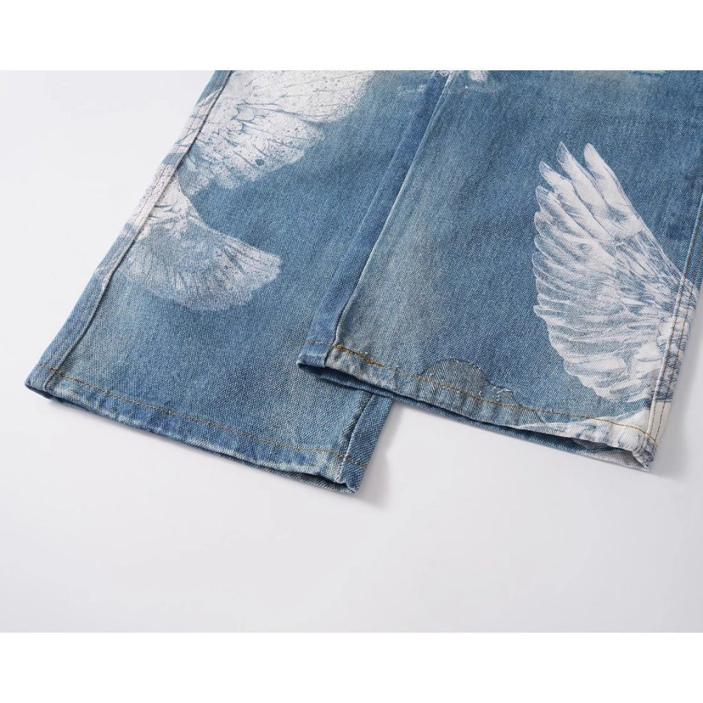 Belt and Eagle Graffiti Jeans - Thrashink