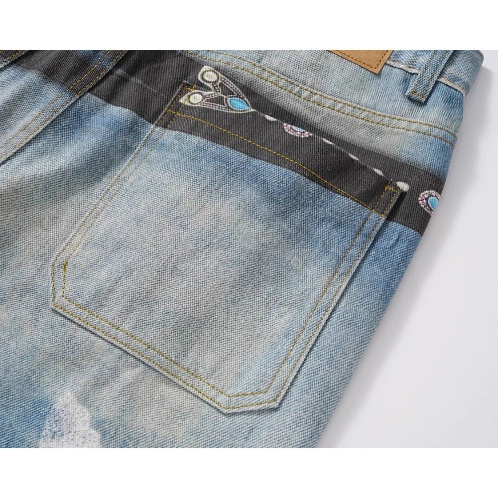 Belt and Eagle Graffiti Jeans - Thrashink