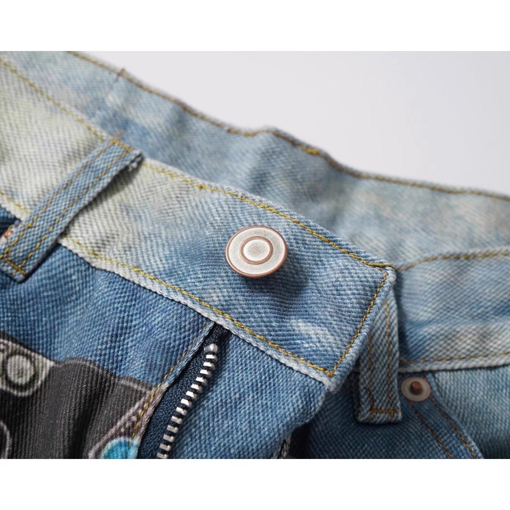 Belt and Eagle Graffiti Jeans - Thrashink