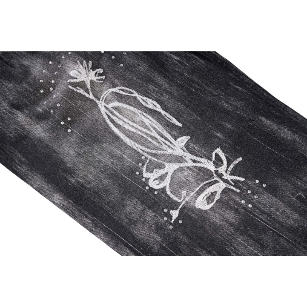 Belted Floral Embroidered Distressed Jeans - Thrashink