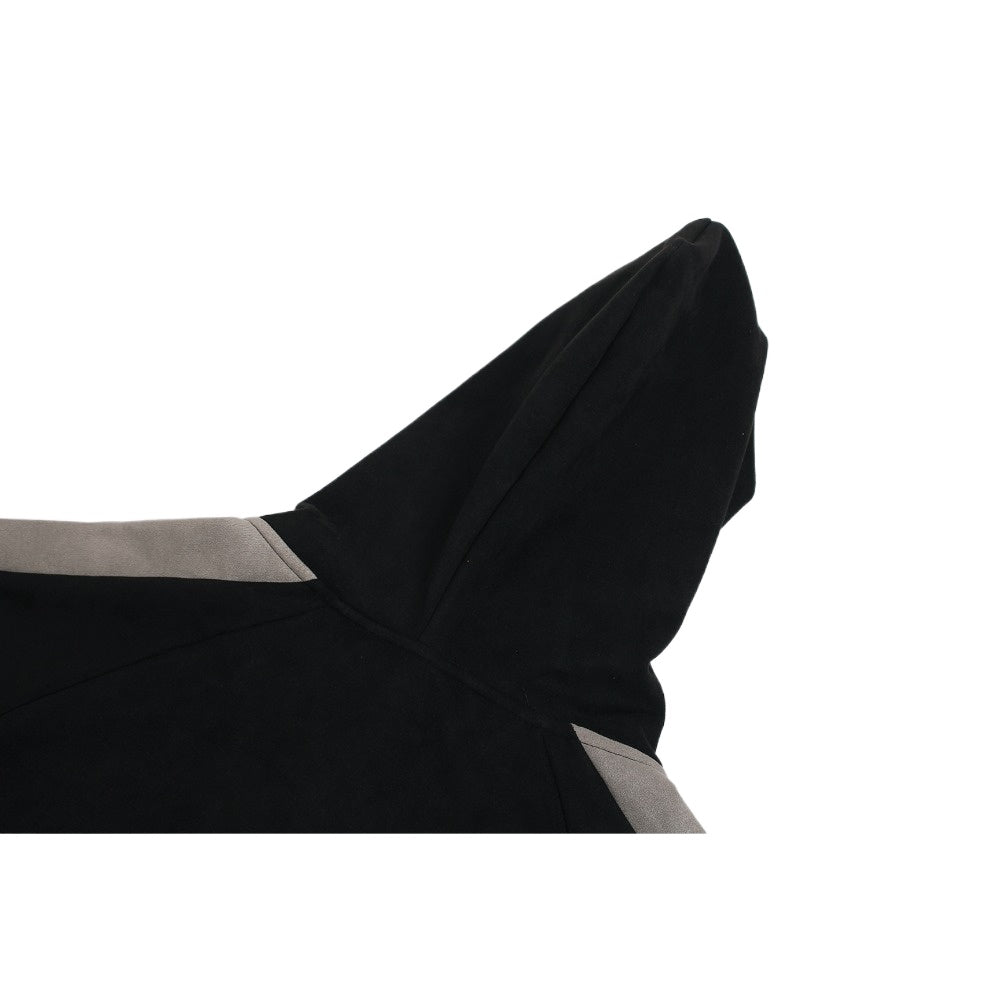 Biker Suede Zip - up Hoodie - Thrashink