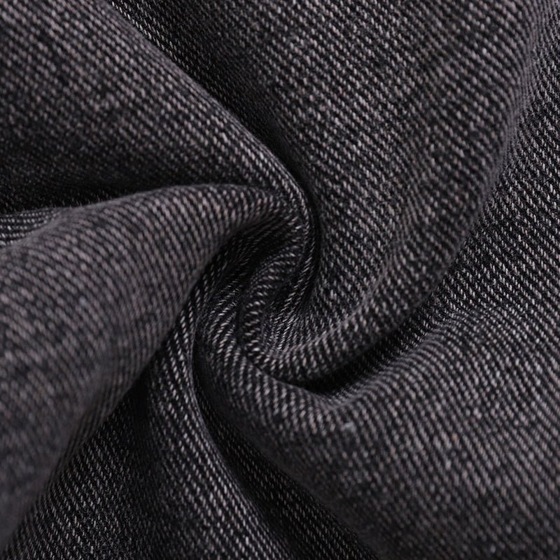 Black and Gray Wide - leg Straight Frayed Jeans - Thrashink