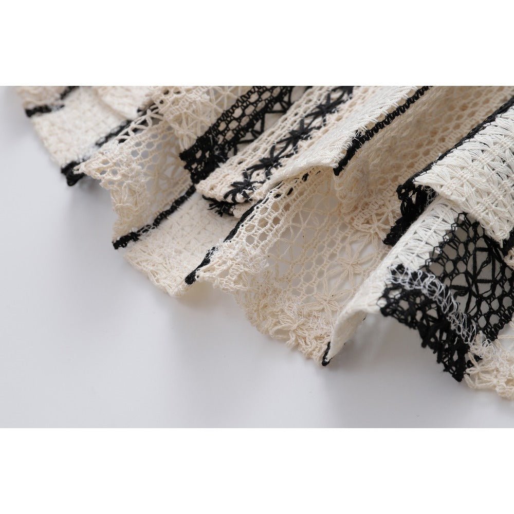 Black & Apricot Hollow Striped Shirt - Thrashink