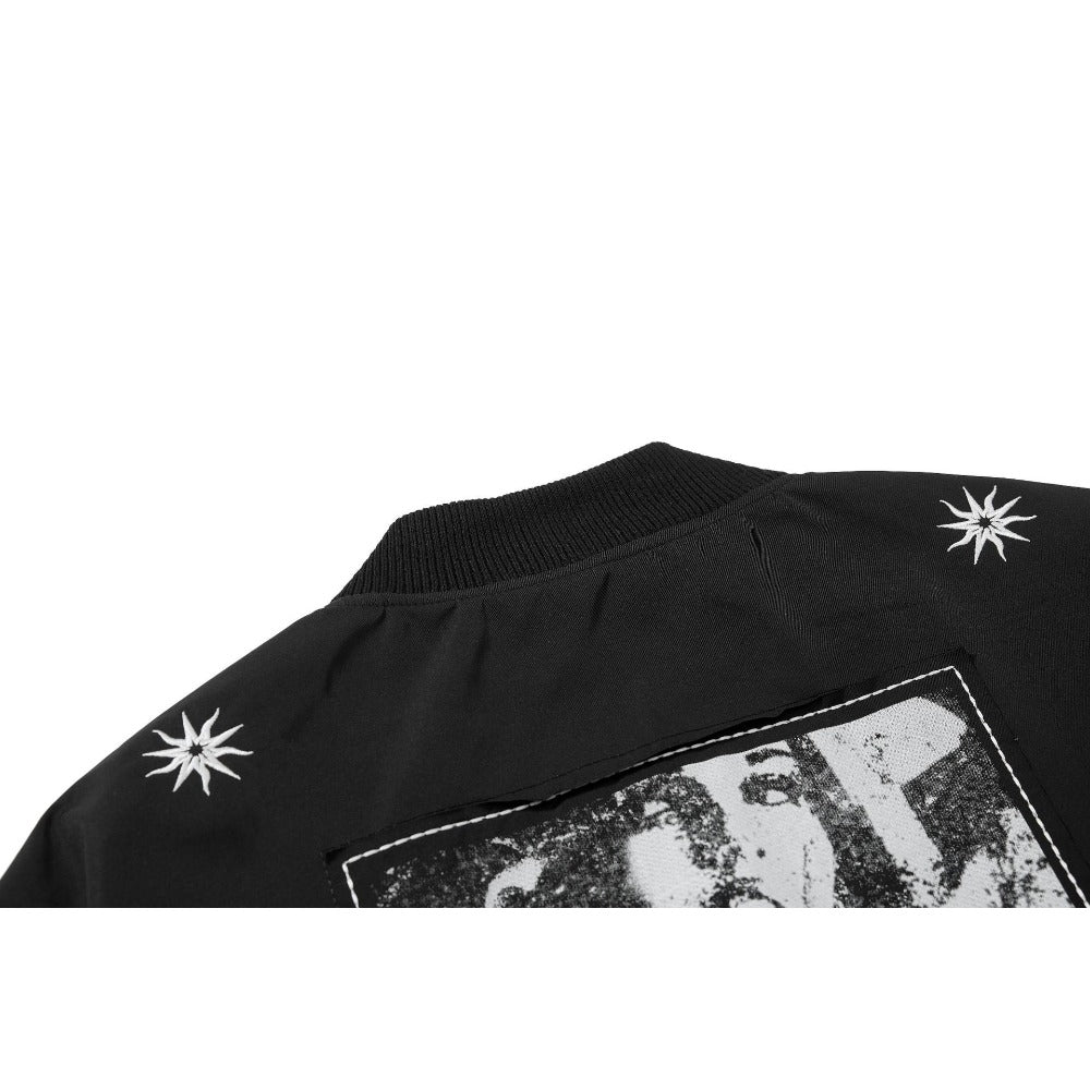 Black Artistic Portrait Bomber Jacket - Thrashink