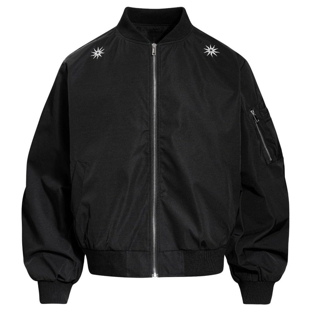 Black Artistic Portrait Bomber Jacket - Thrashink