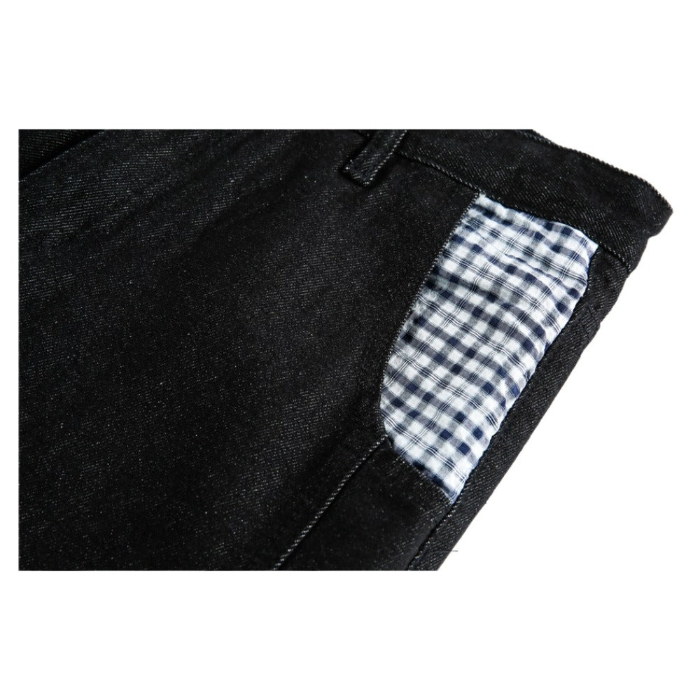 Black Plaid Pocket Denim Wide - Leg Pants - Thrashink