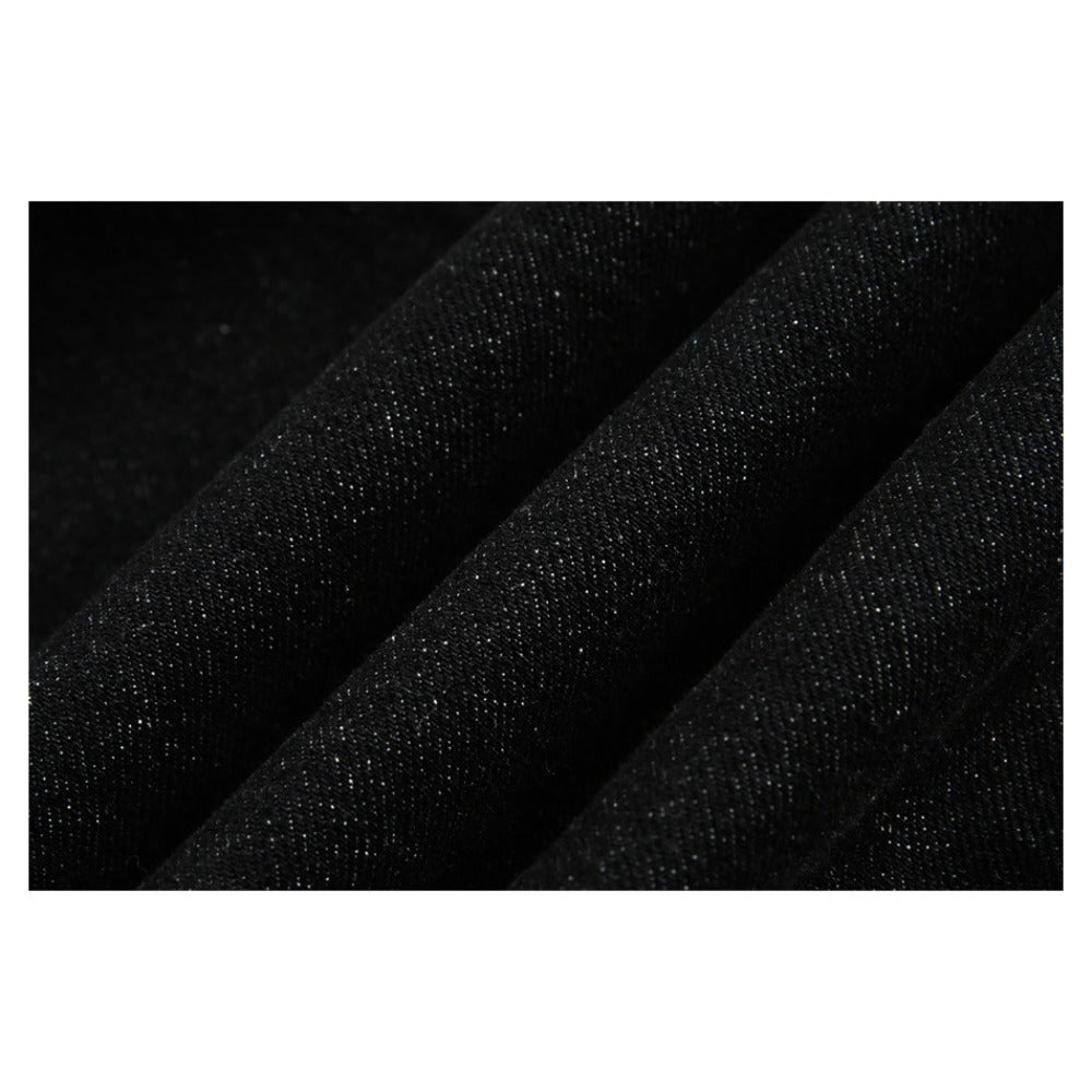 Black Plaid Pocket Denim Wide - Leg Pants - Thrashink