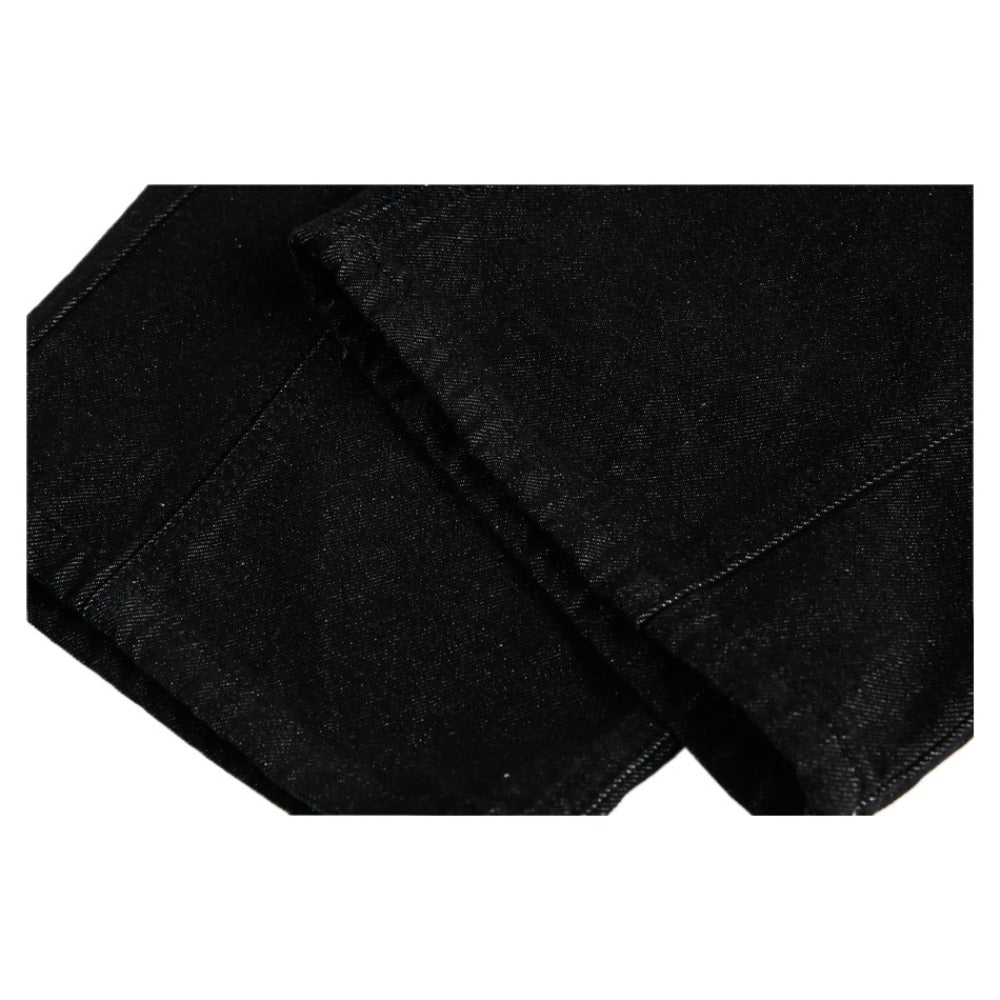 Black Plaid Pocket Denim Wide - Leg Pants - Thrashink