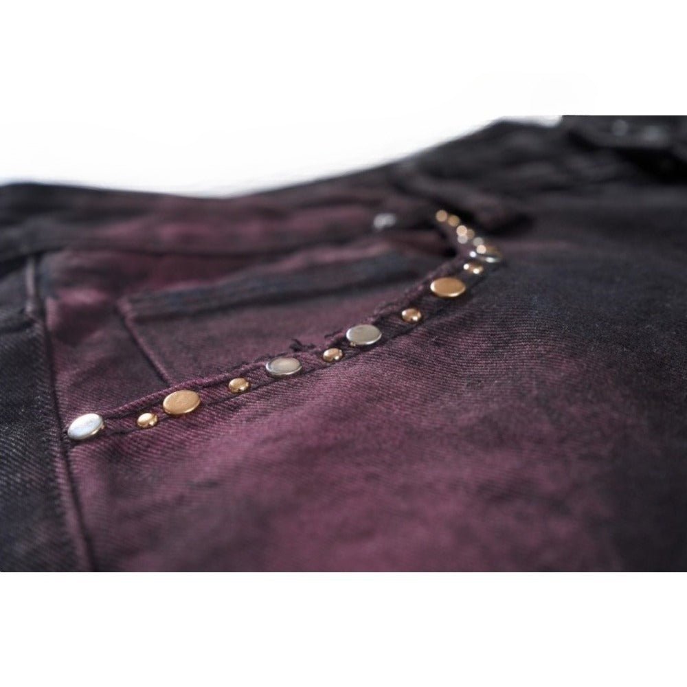 Black Purple Splash Rivet Wide - Leg Jeans - Thrashink