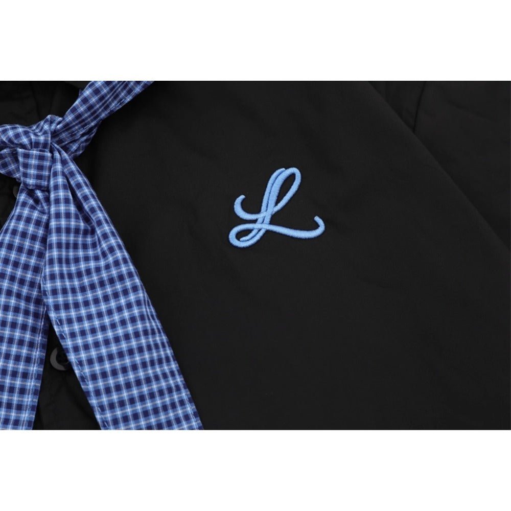 Blue Gingham Cravat Shirt - Thrashink