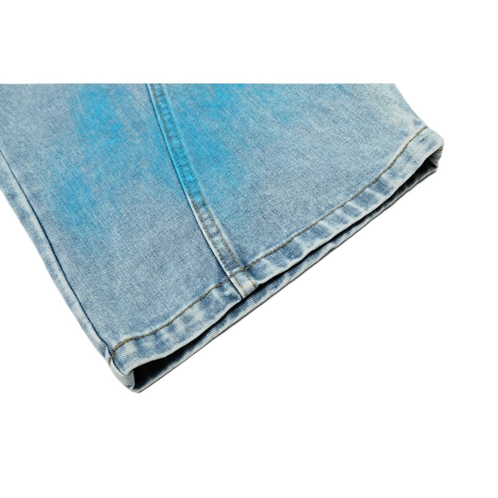 Blue Paint Spray - dyed Washed Distressed Jeans - Thrashink