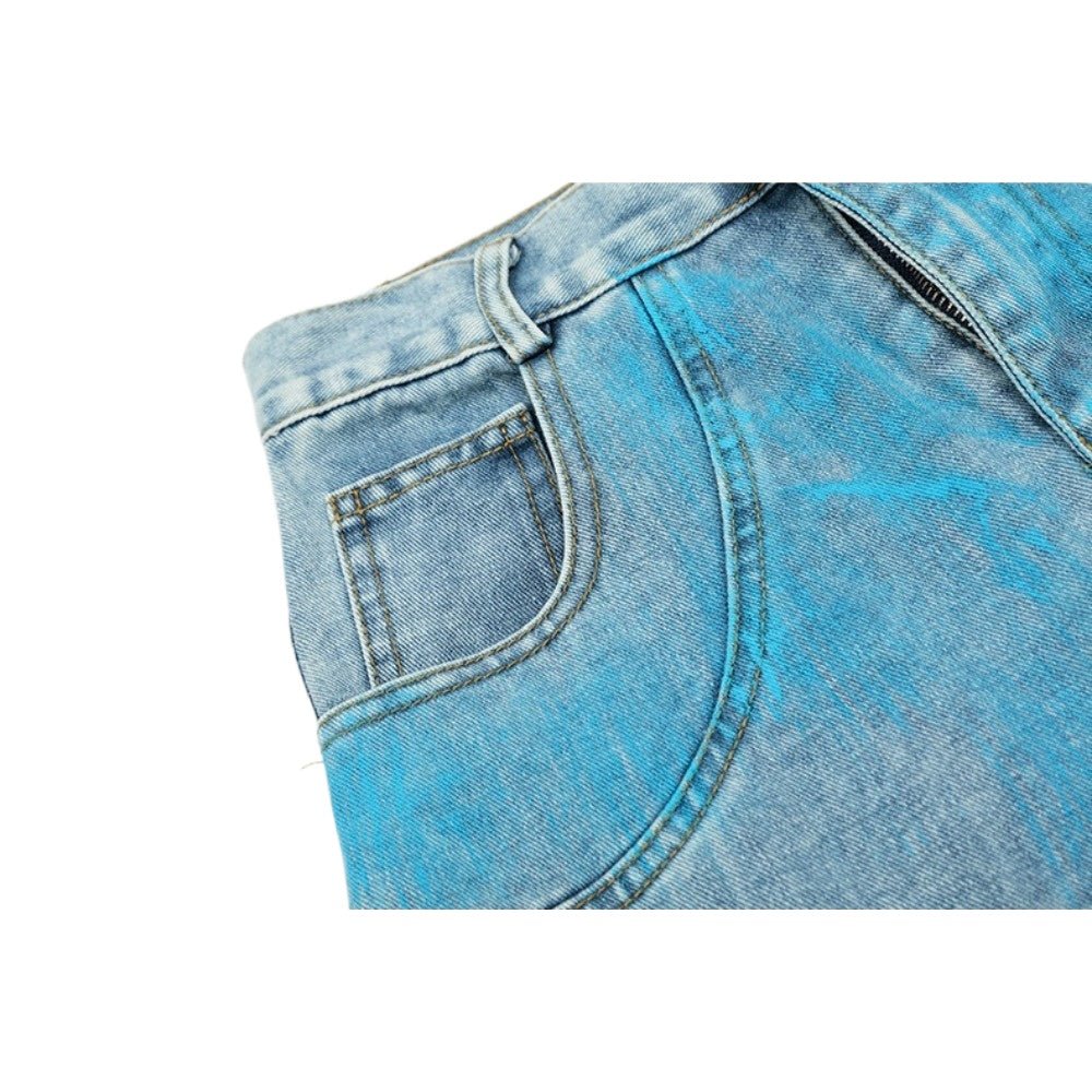 Blue Paint Spray - dyed Washed Distressed Jeans - Thrashink