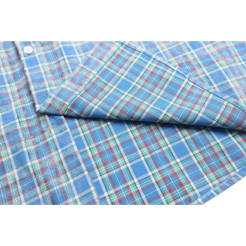 Blue Plaid Star Embroidered Shirt - Thrashink