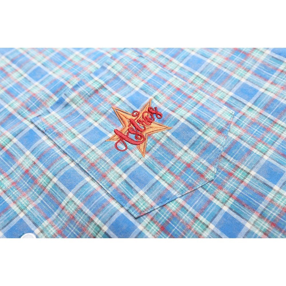 Blue Plaid Star Embroidered Shirt - Thrashink