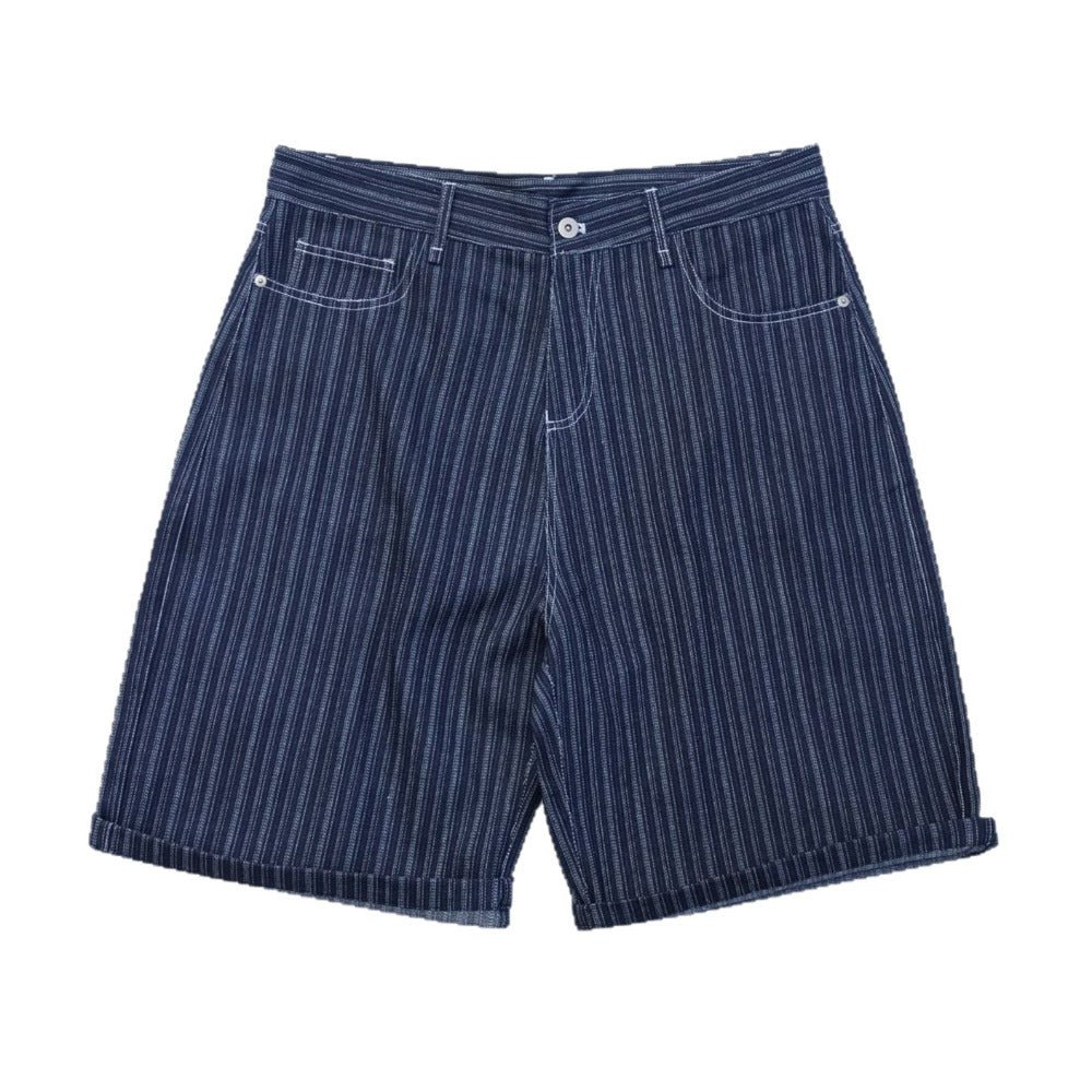 Blue Stripe Casual Denim Shorts - Thrashink
