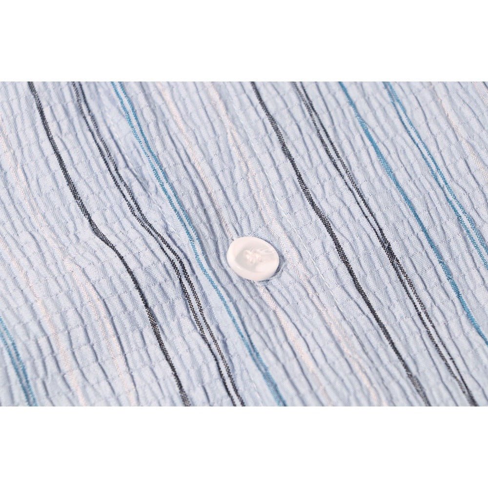 Blue Stripes Tie Accented Shirt - Thrashink