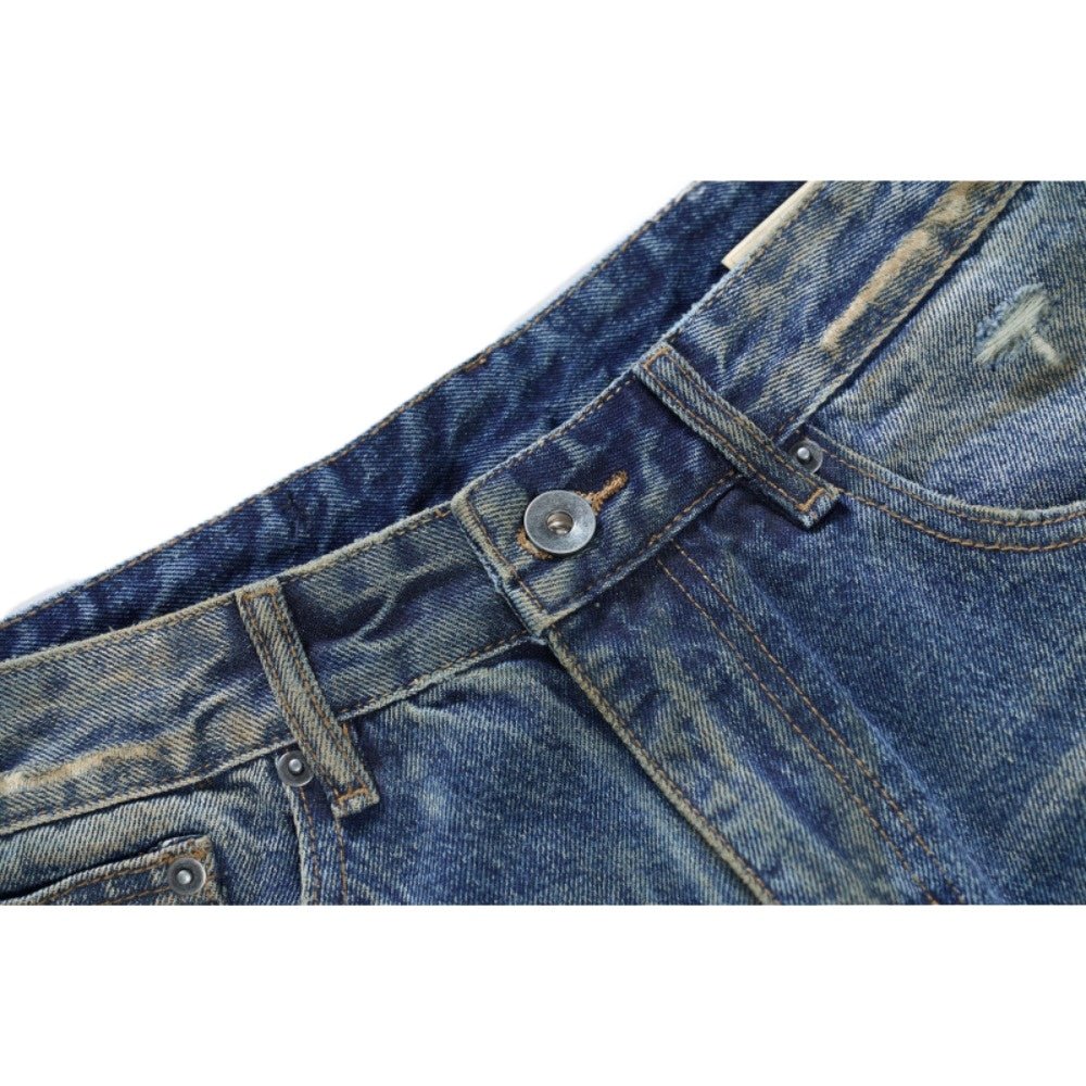 Blue Washed Ripple Wide - Leg Jeans - Thrashink