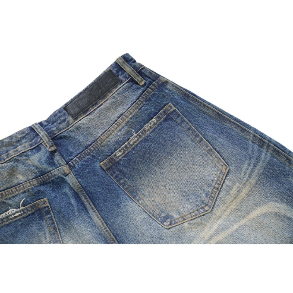 Blue Washed Ripple Wide - Leg Jeans - Thrashink