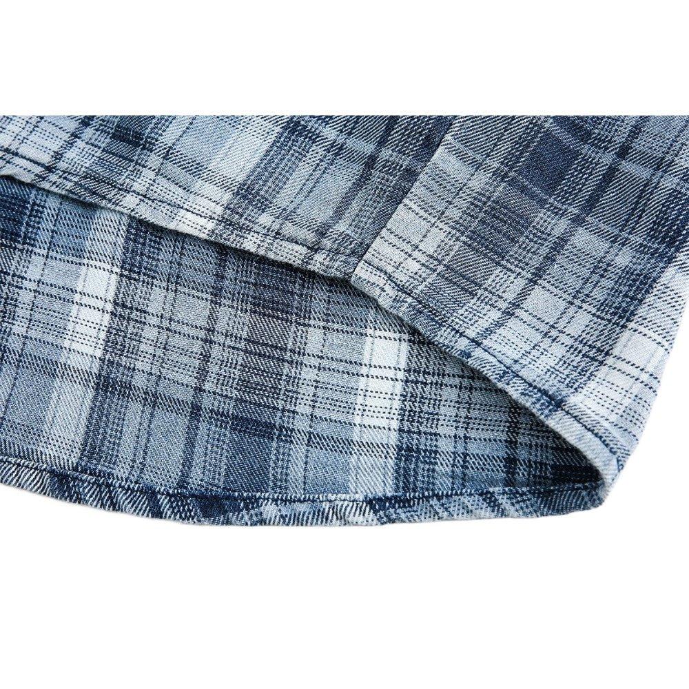 Blue & White Plaid Splatter Shirt - Thrashink