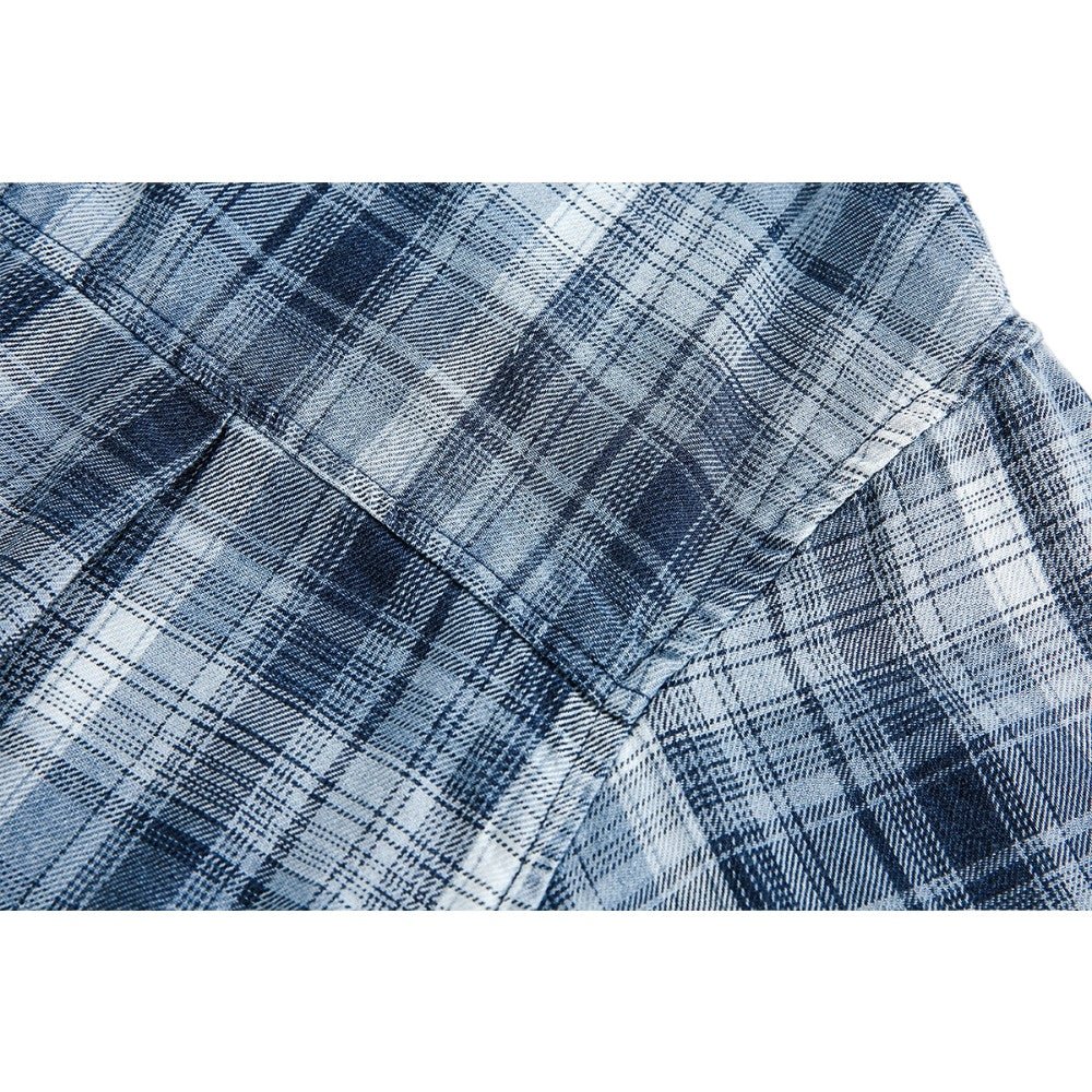 Blue & White Plaid Splatter Shirt - Thrashink