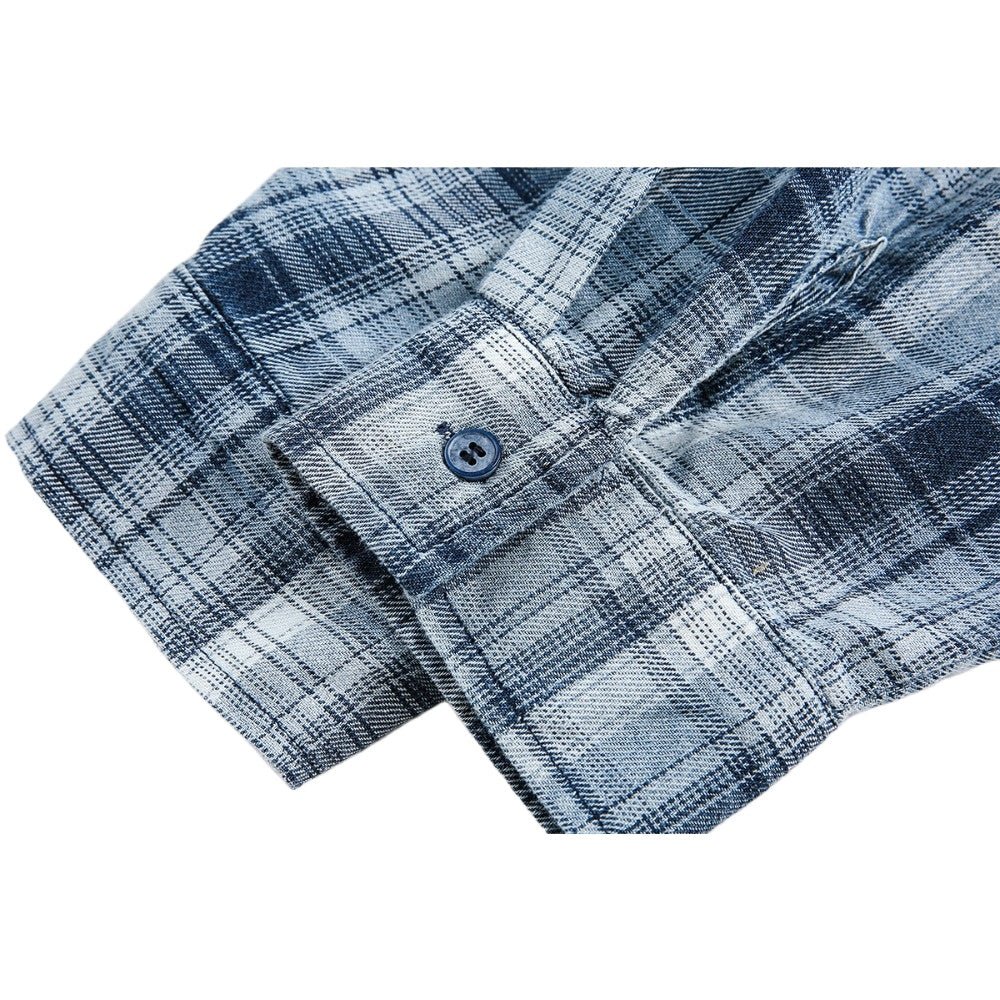 Blue & White Plaid Splatter Shirt - Thrashink