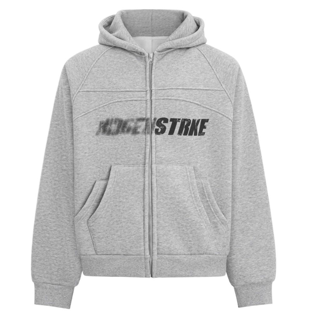 Blurred Letter Print Fleece - Lined Hoodie - Thrashink