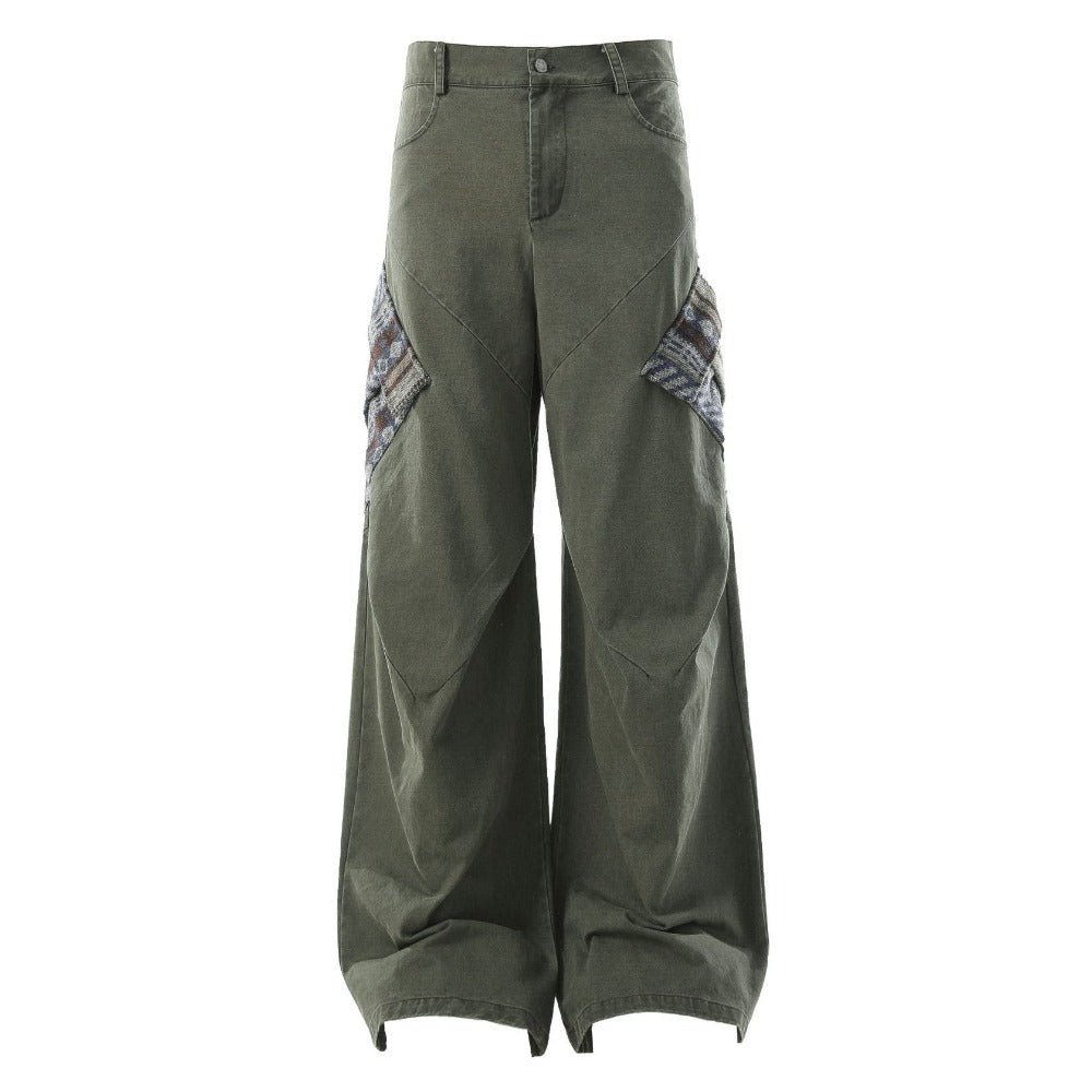 Boho Patchwork Wide - Leg Cargo Pants - Thrashink