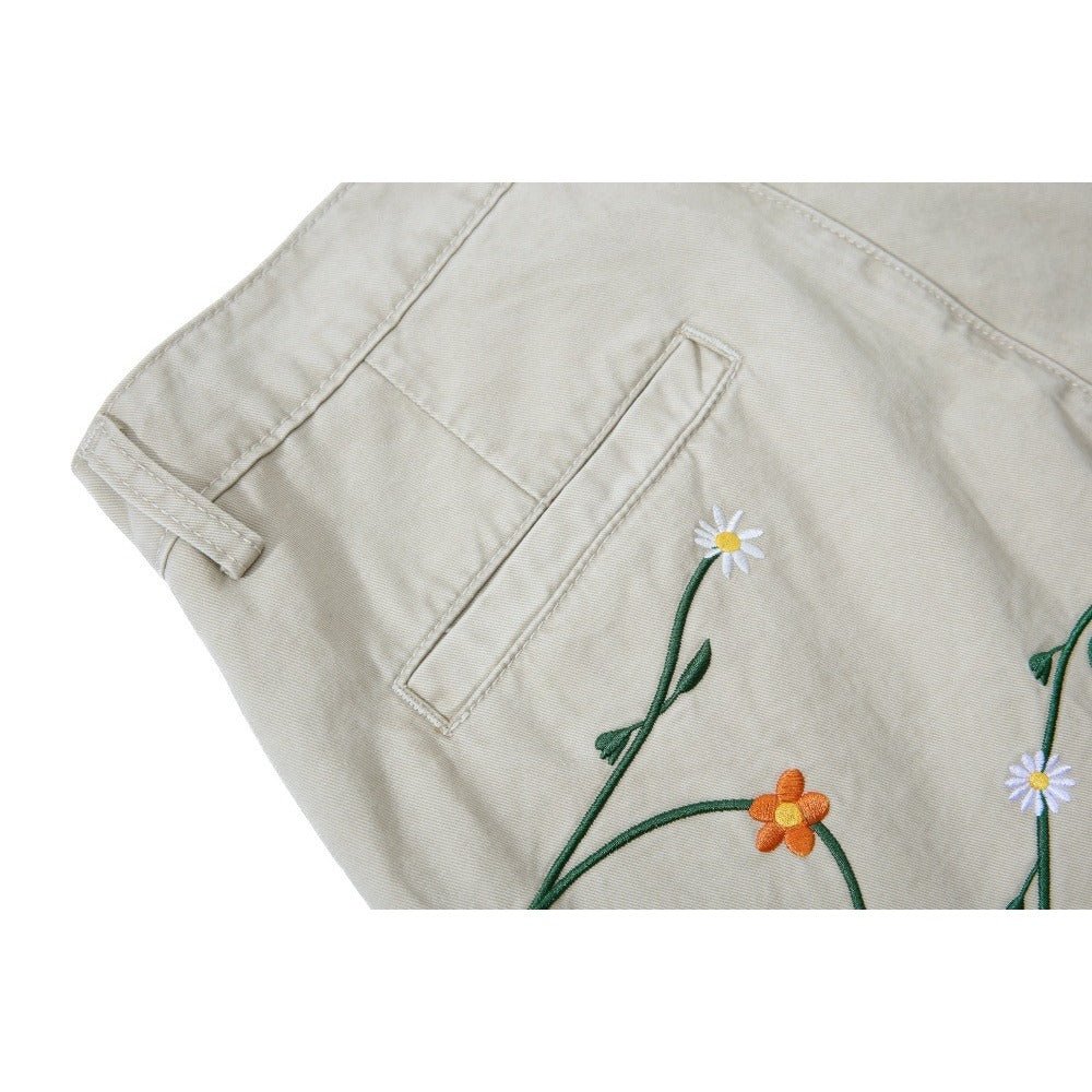 Botanical Embroidered Wide - Leg Jeans - Thrashink