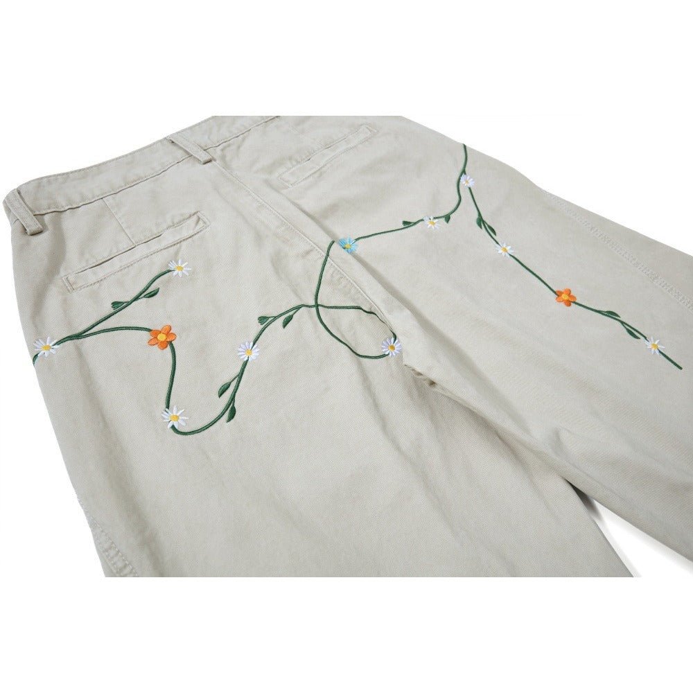 Botanical Embroidered Wide - Leg Jeans - Thrashink