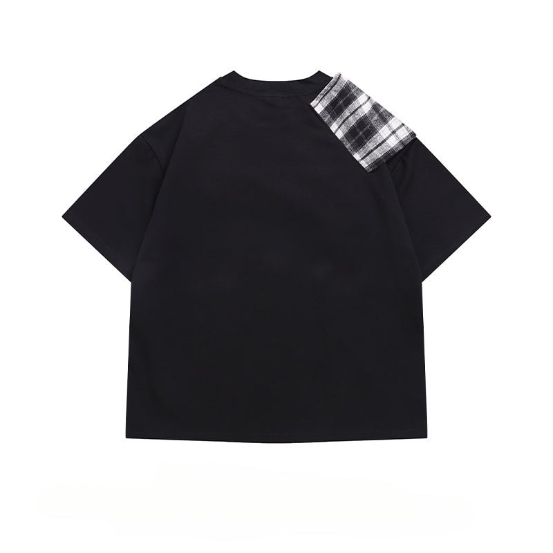 Bowknot Plaid Patchwork T-Shirt - Thrashink