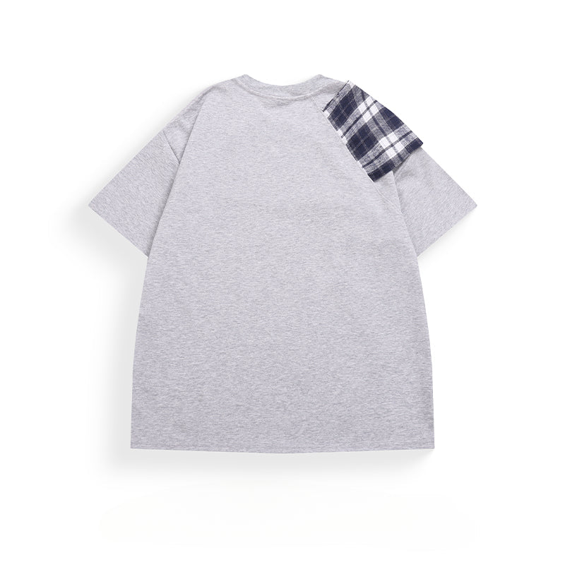 Bowknot Plaid Patchwork T-Shirt - Thrashink