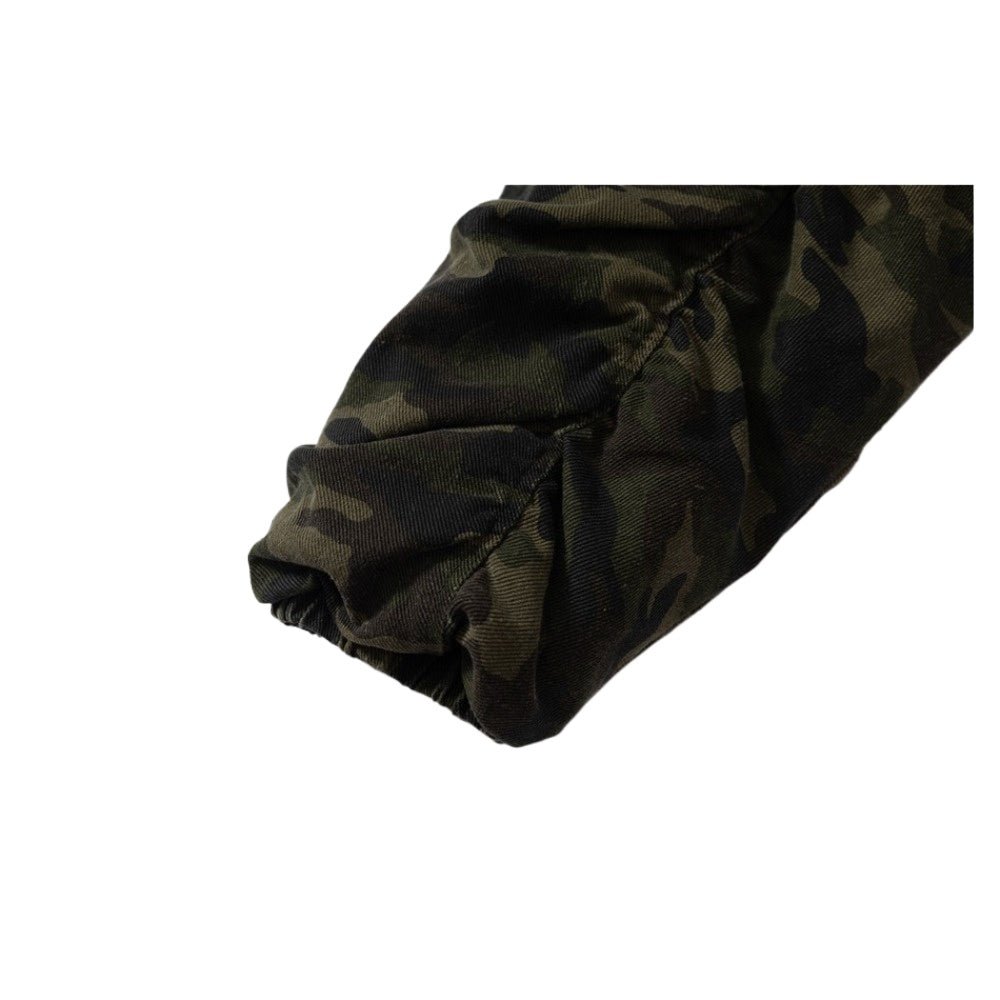 Camouflage Distressed Hooded Padded Jacket - Thrashink