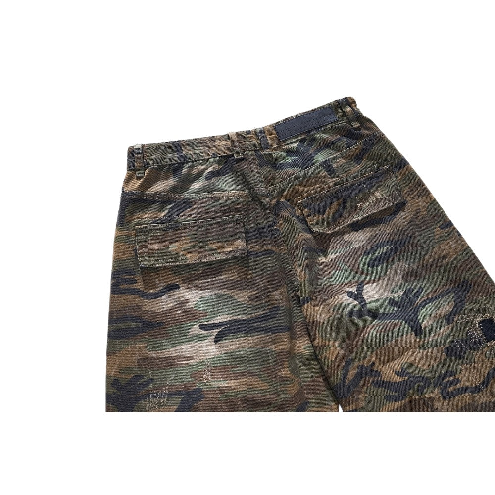 Camouflage Distressed Patchwork Jeans - Thrashink