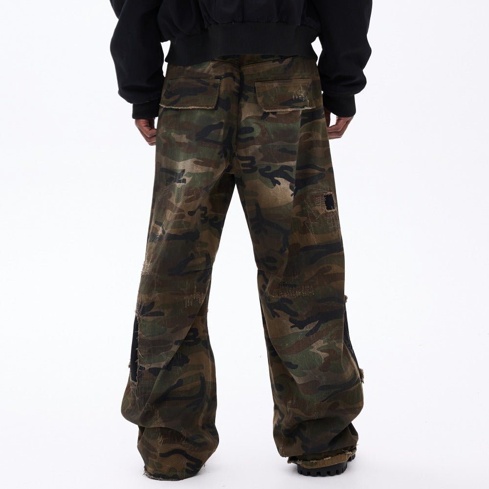 Camouflage Distressed Patchwork Jeans - Thrashink