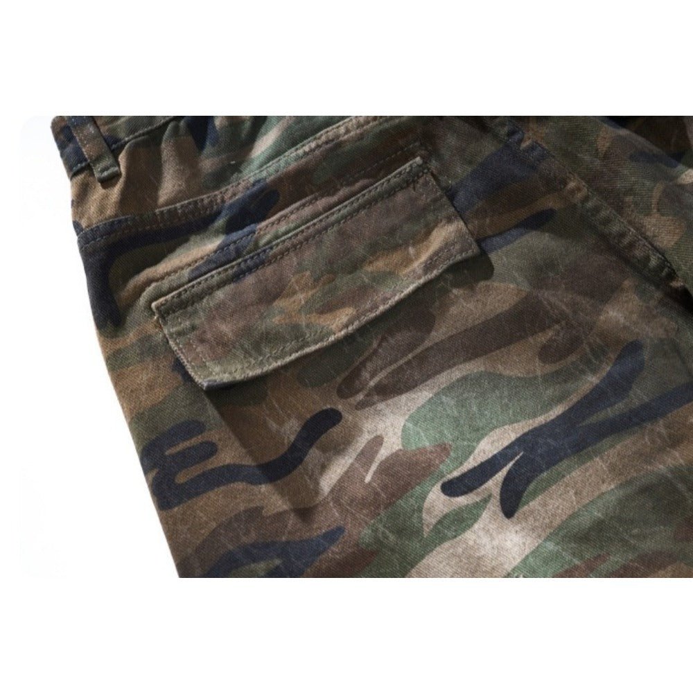Camouflage Distressed Patchwork Jeans - Thrashink