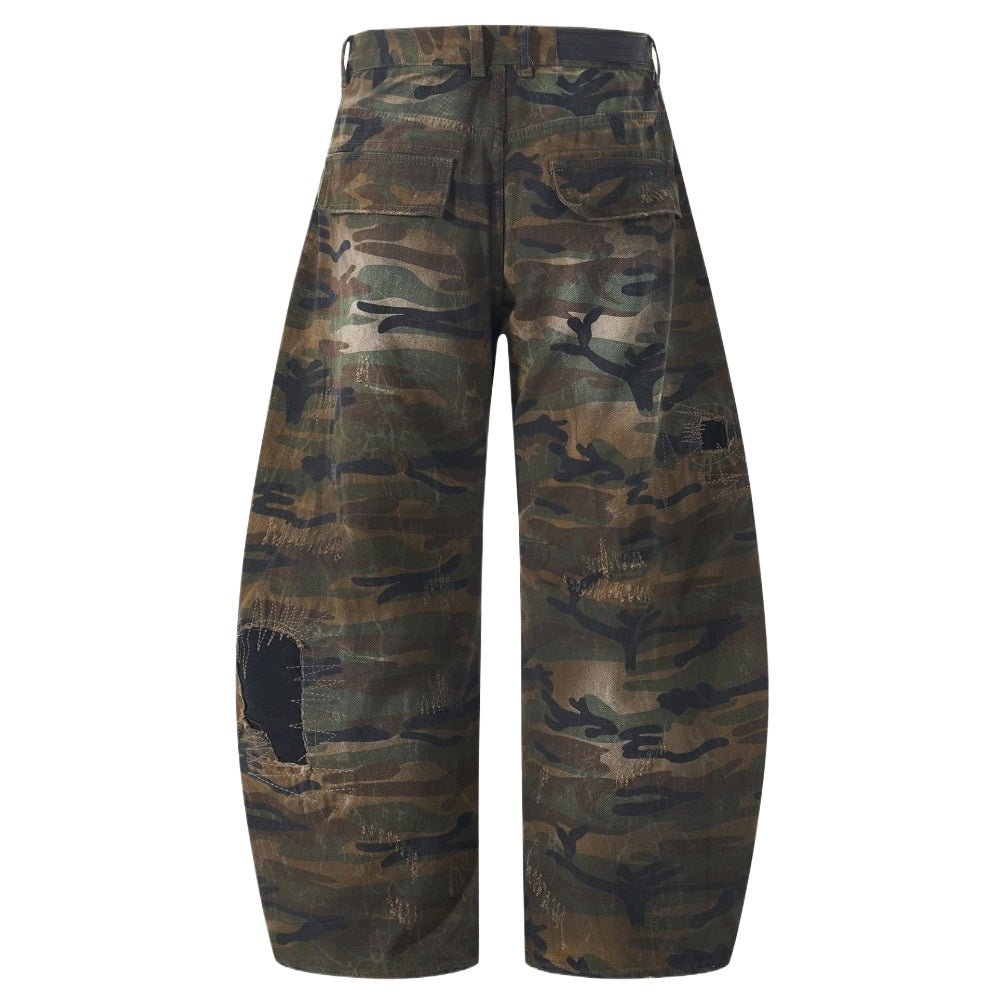 Camouflage Distressed Patchwork Jeans - Thrashink