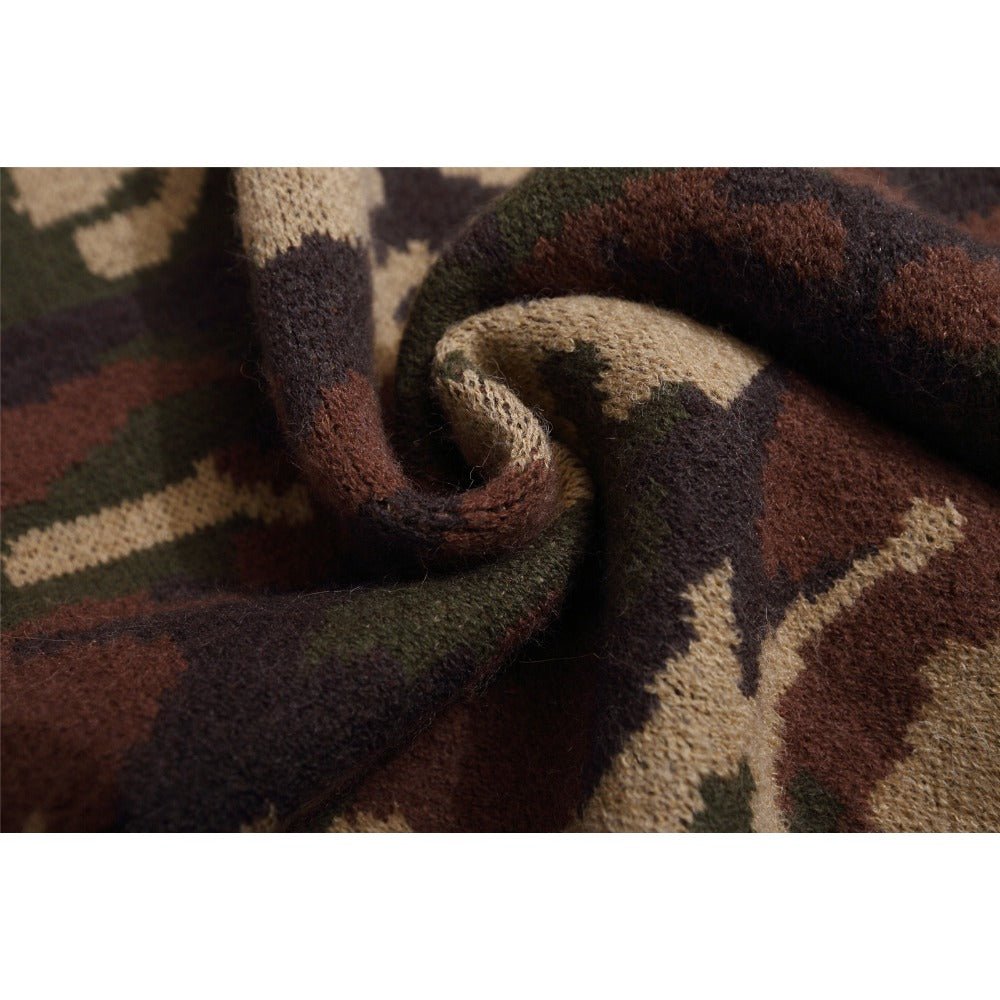 Camouflage Faux Fur Knit Zip - Up Hoodie - Thrashink