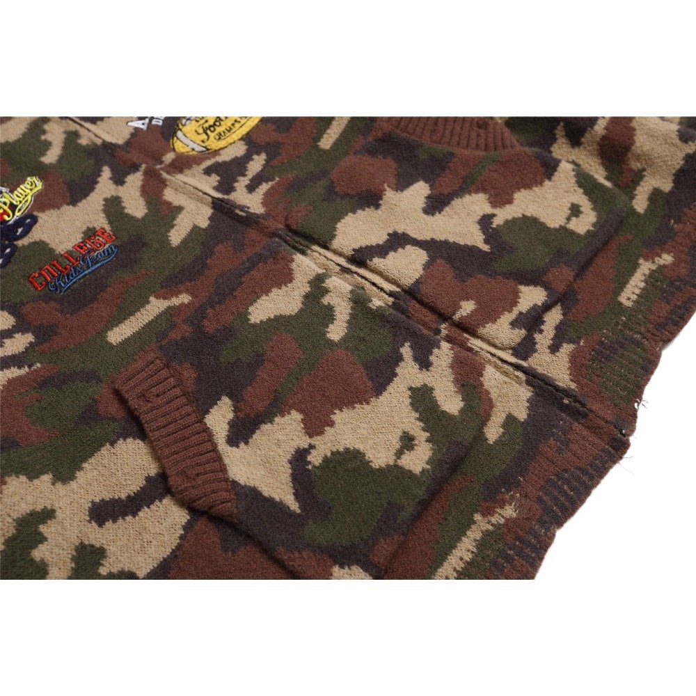 Camouflage Faux Fur Knit Zip - Up Hoodie - Thrashink